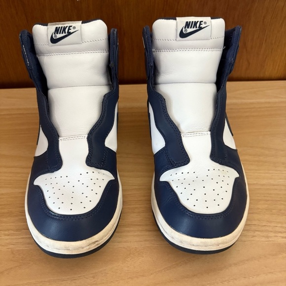NIKE x SACAI sz 9 Dunk Lux High No Laces White Navy Blue 776446 Nikelab - Picture 2 of 13